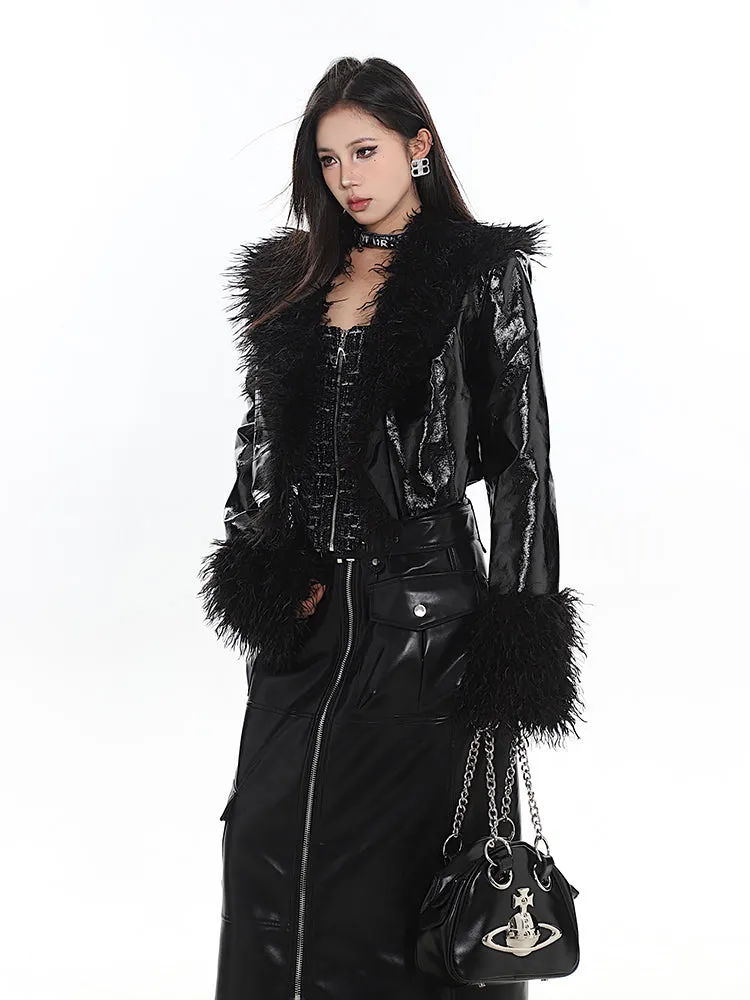 【23s December.】High-end Fur-lapel Slim-fit Leather Jacket