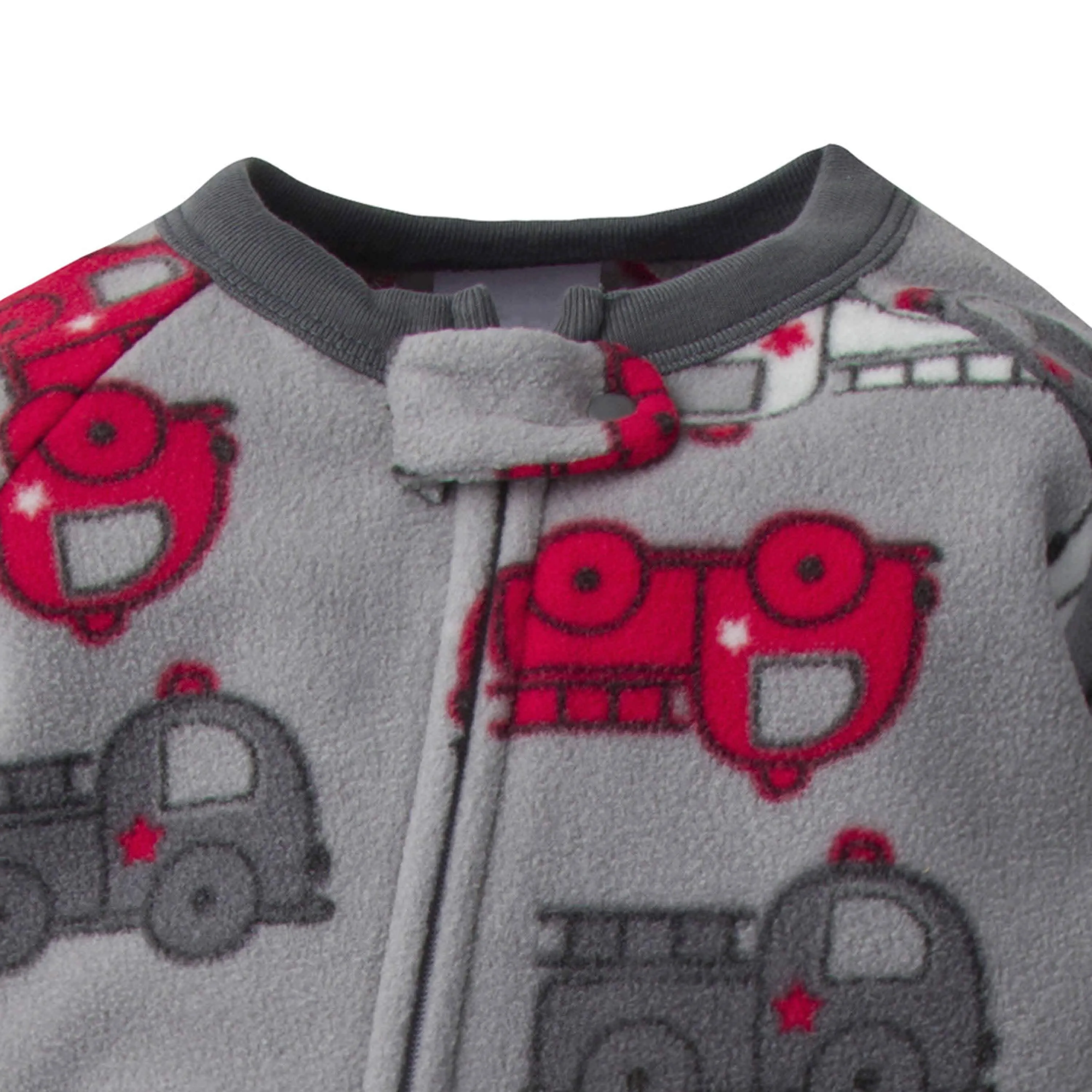 4-Pack Baby Boys Fire Trucks & Plaid Fleece Pajamas