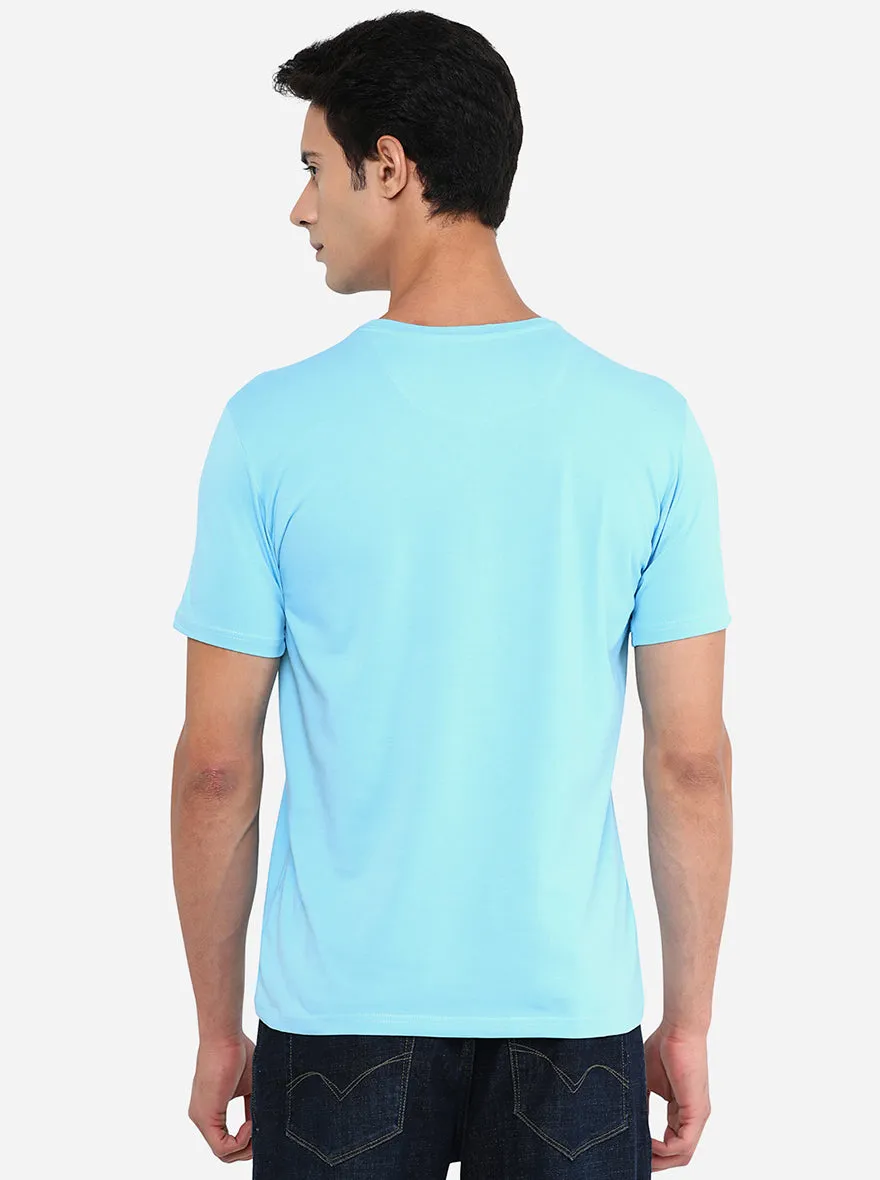 Air Blue Printed Slim Fit T-Shirt | JadeBlue