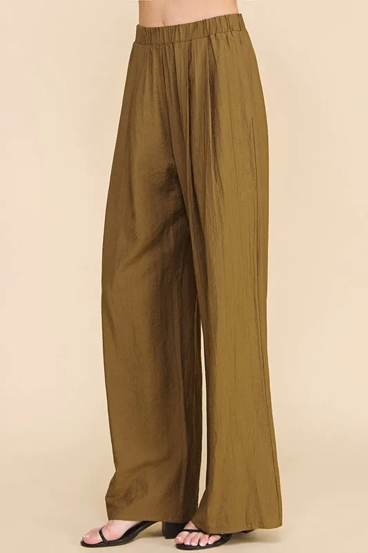 Allie Rose Classic High Waist Loose Pants - Bronze Brown