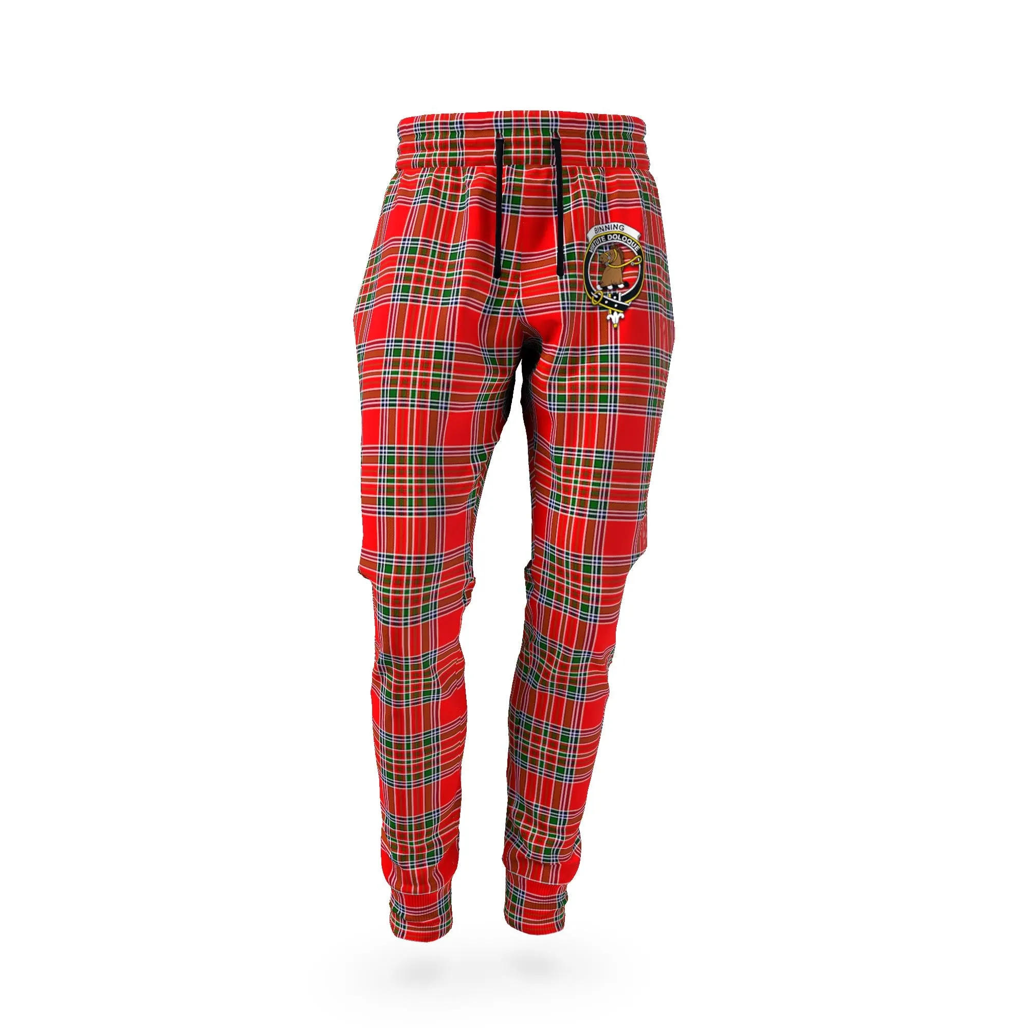 Binning Tartan Joggers Pants with Family Crest