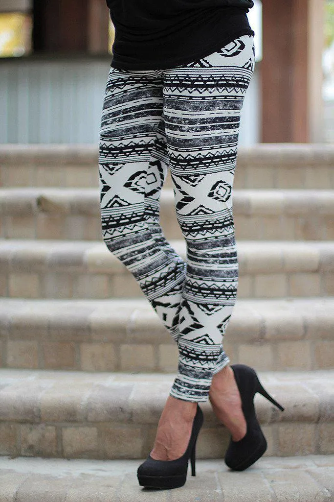 Black And White Print Leggings