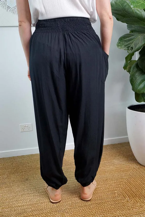 Black Maya Rayon Harem Pants Australia