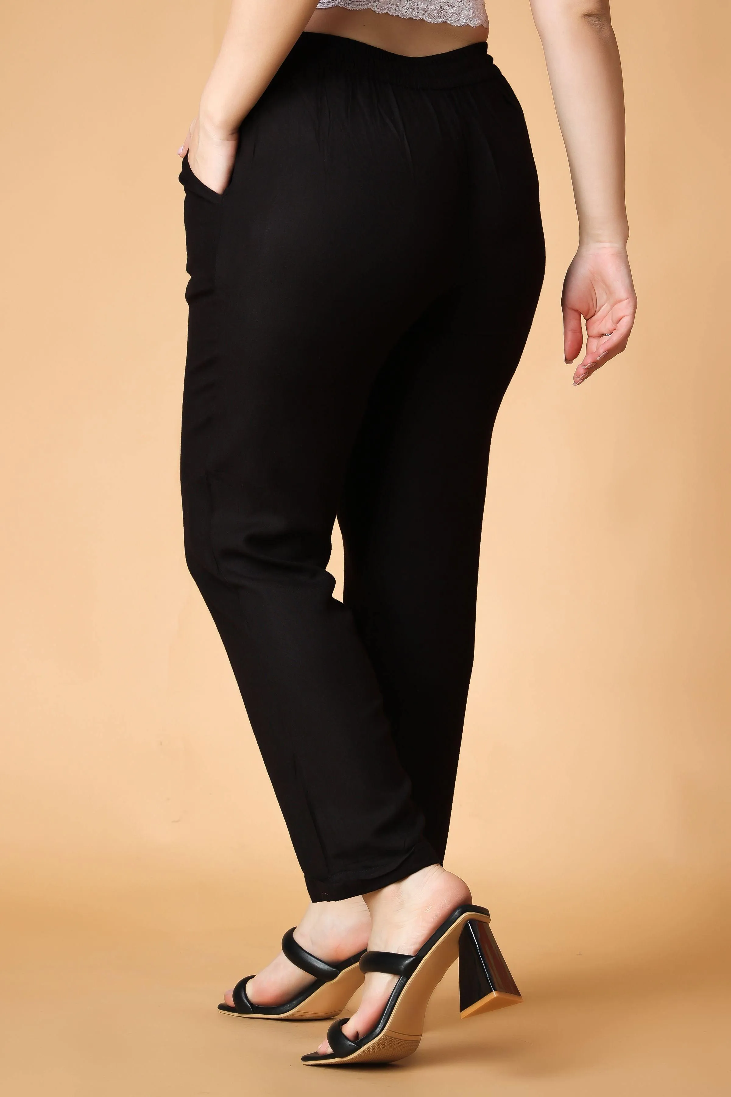 Black Solid Pants