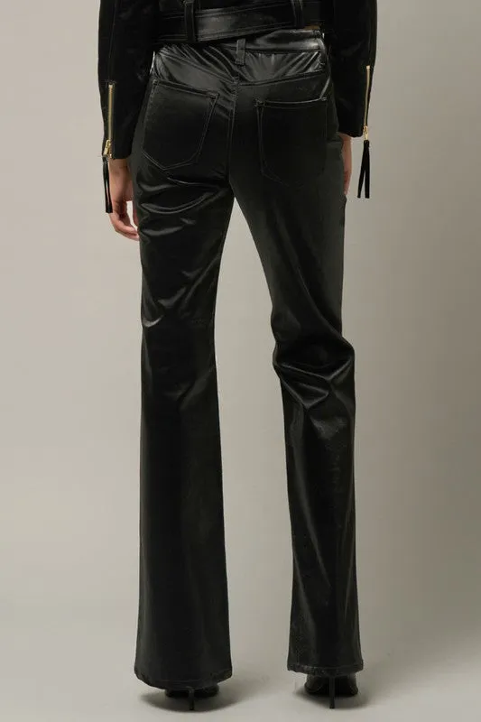 Black Velvet High Rise Flare Pants