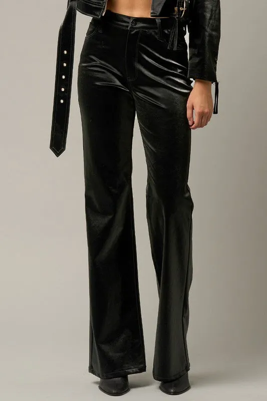 Black Velvet High Rise Flare Pants