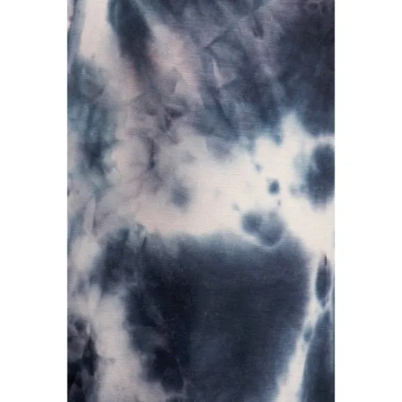 Bohemian Navy Tie Dye Foldover High Waist Wide Leg Palazzo Lounge Stretch Pants