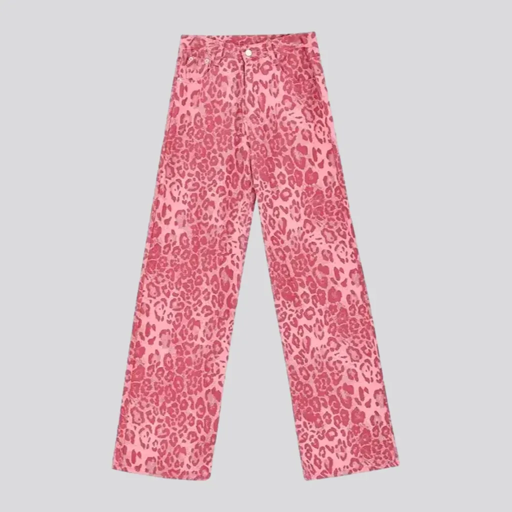 Boho style leopard women's jean pants