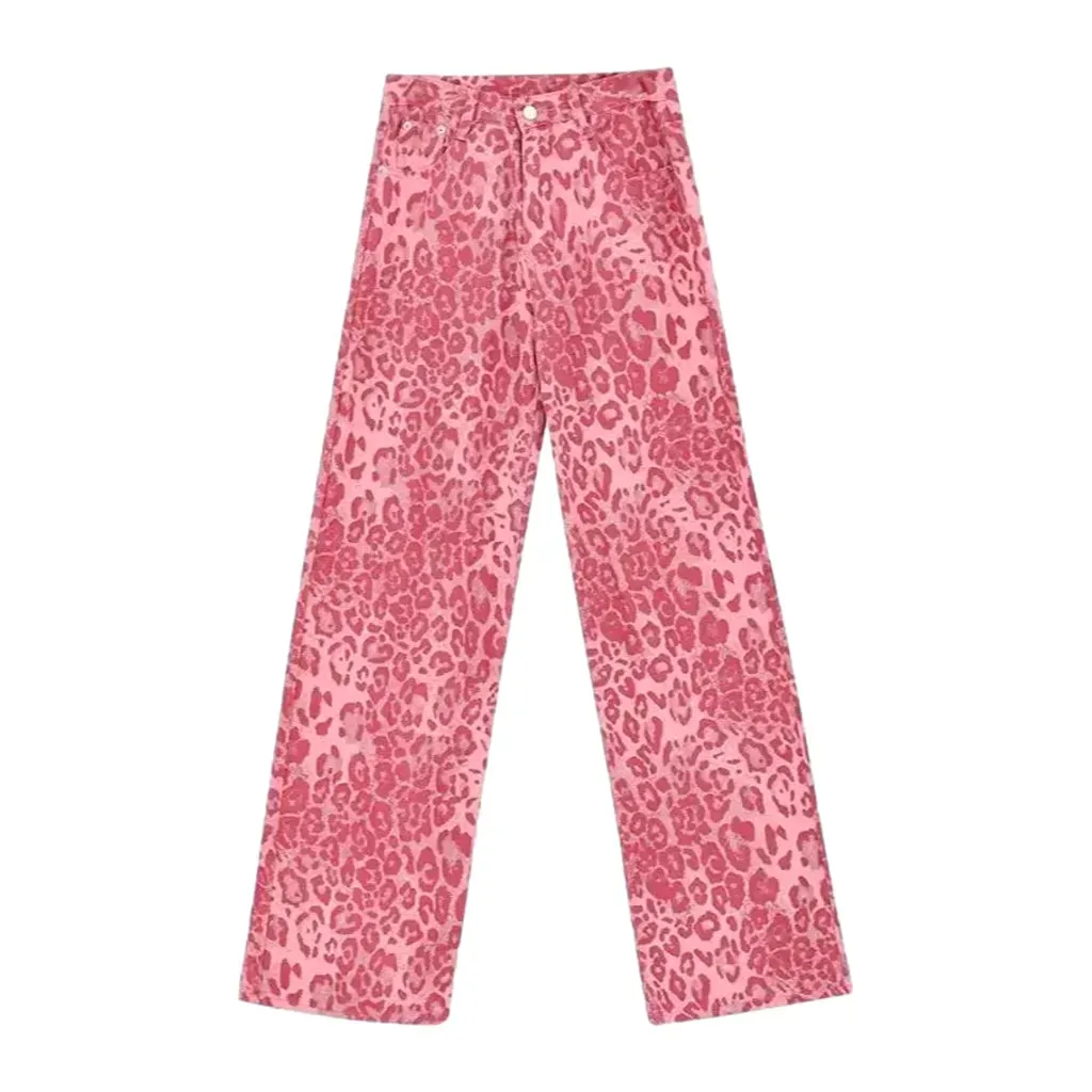 Boho style leopard women's jean pants