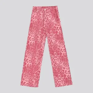 Boho style leopard women's jean pants