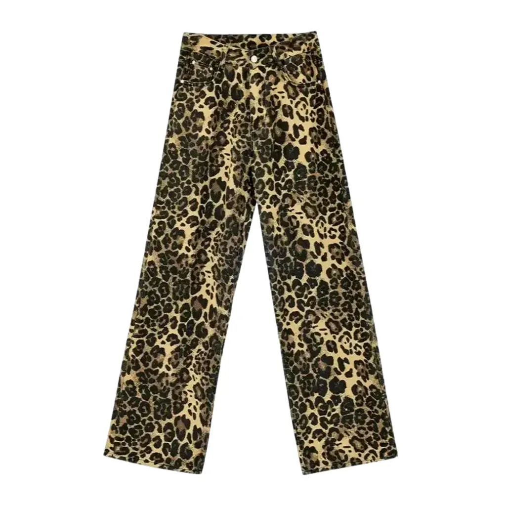 Boho style leopard women's jean pants