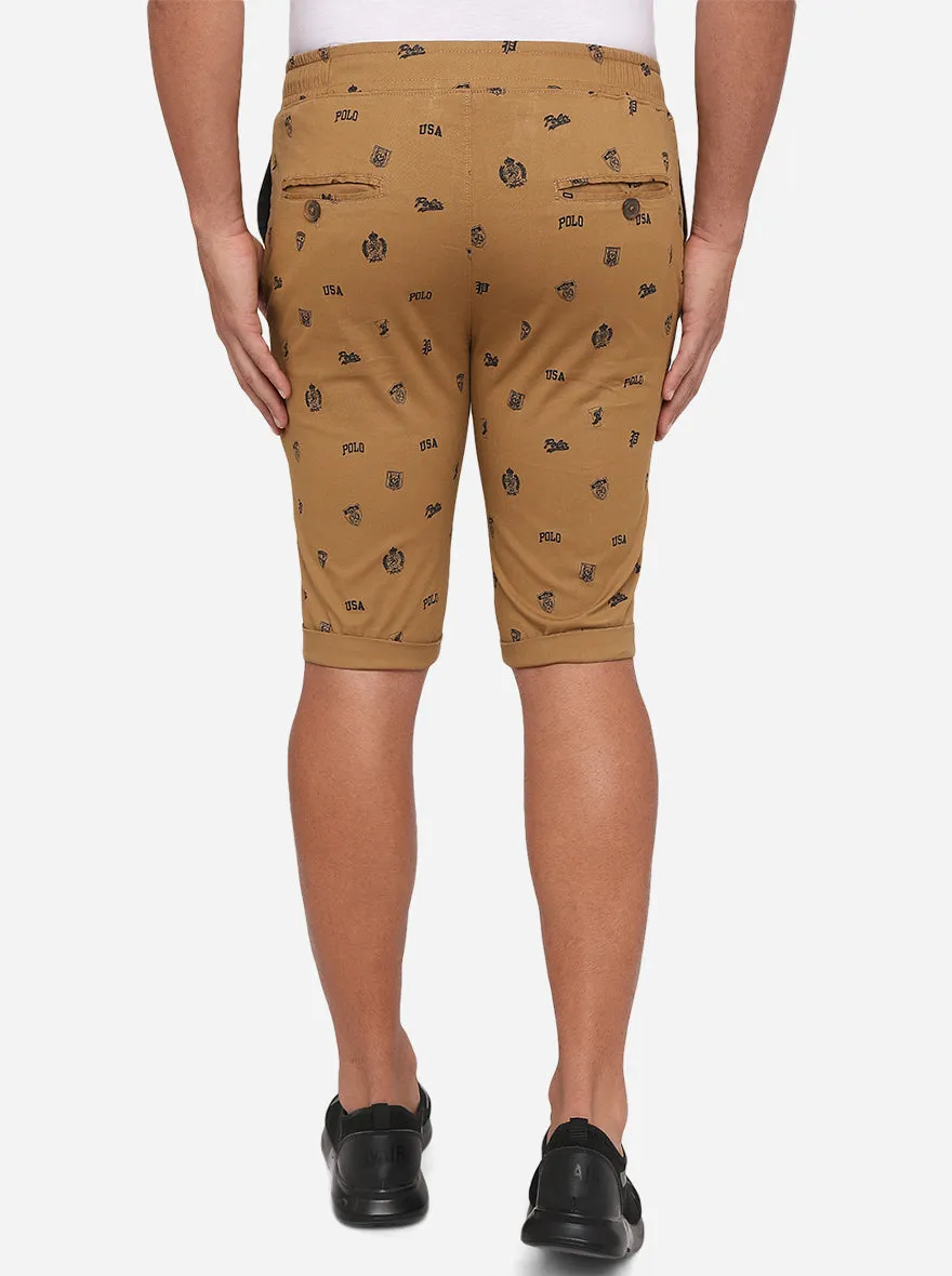 Bronze Brown Printed Slim Fit Capri | JadeBlue