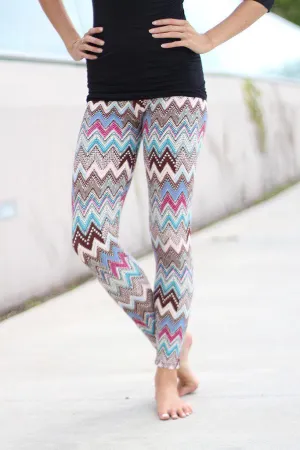 Brown Chevron Leggings