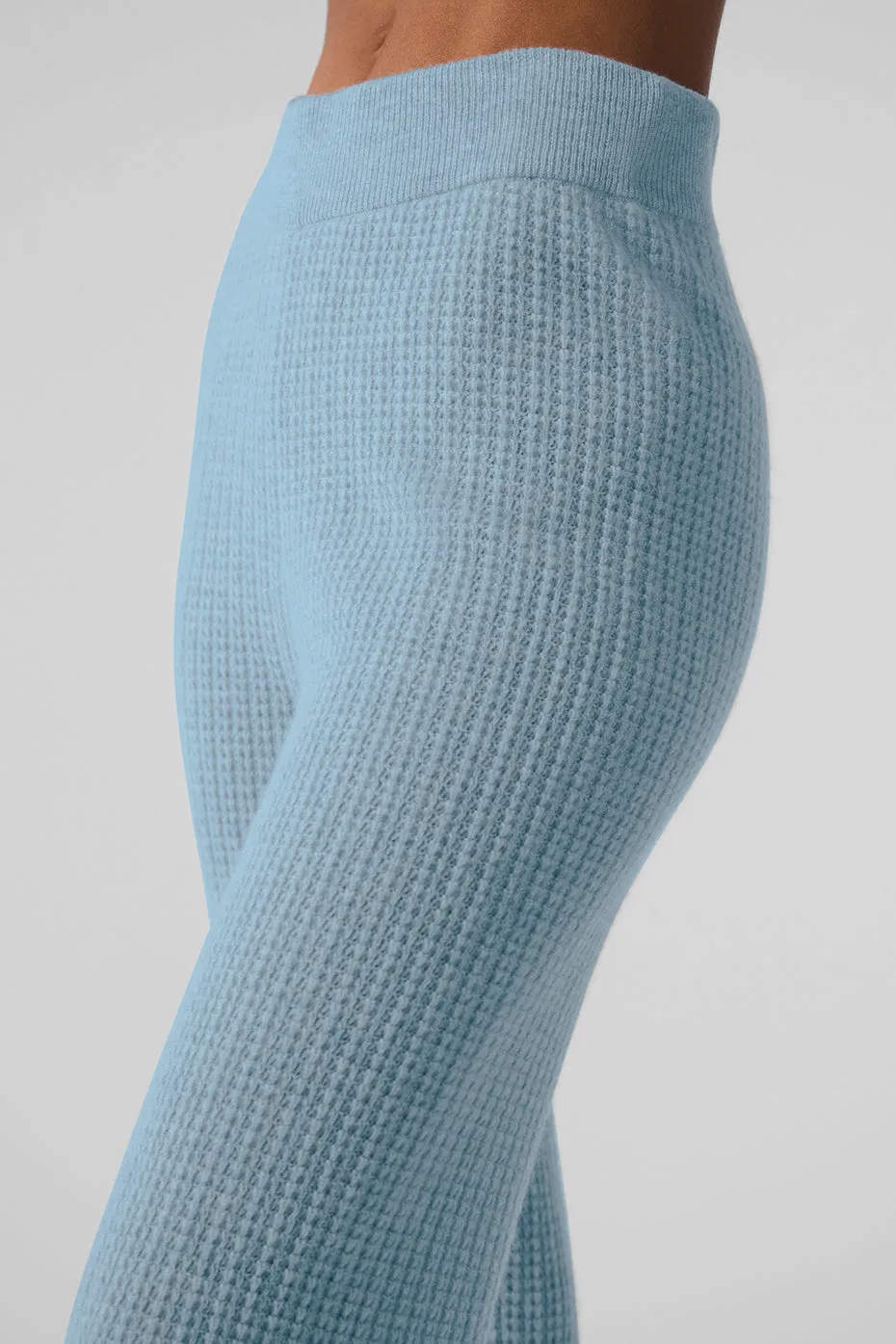 Cashmere High-Waist Plush Waffle Pant - Celestial Blue Heather