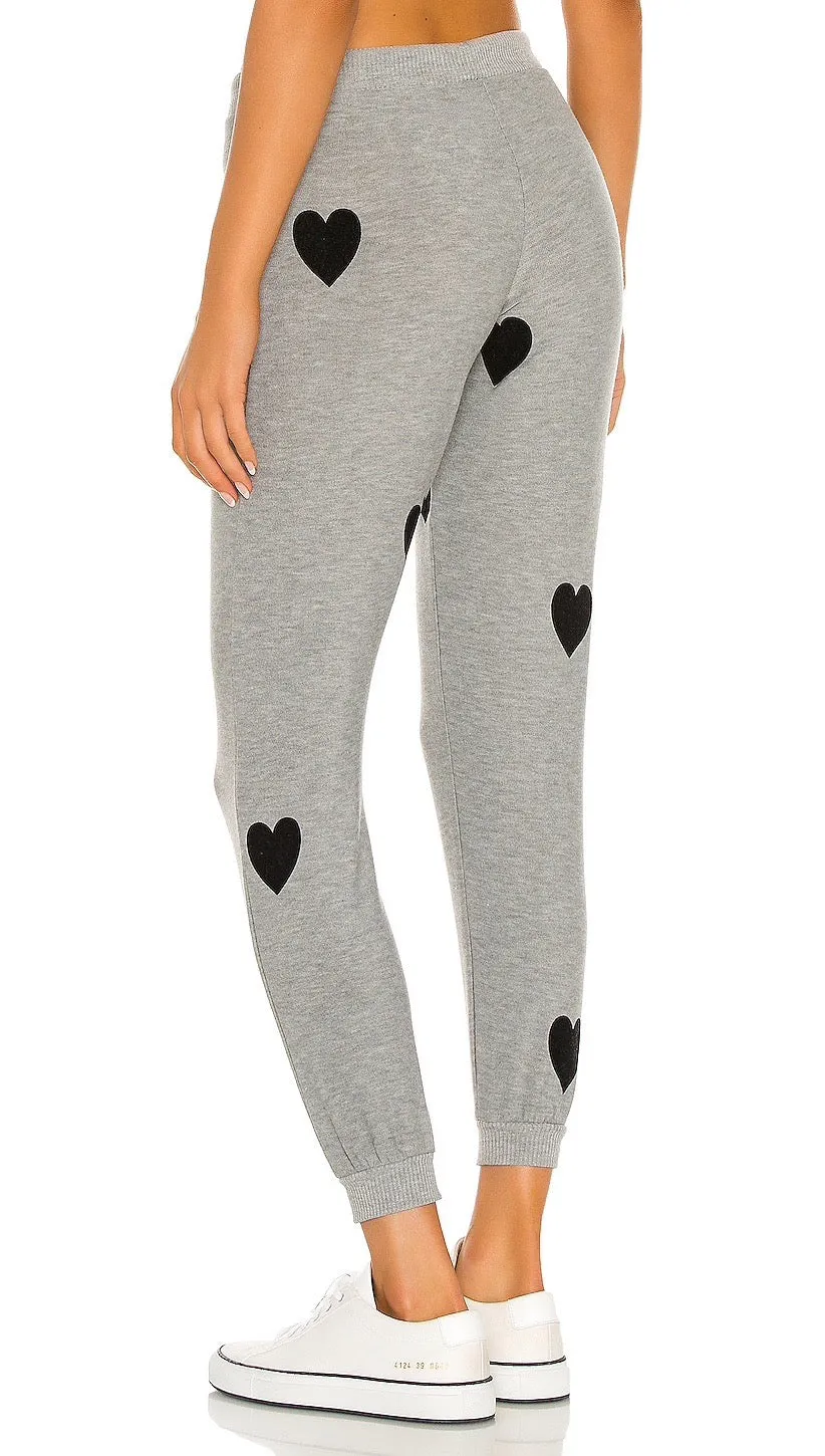 Chaser Flocked Hearts Cozy Knit Cuffed Jogger