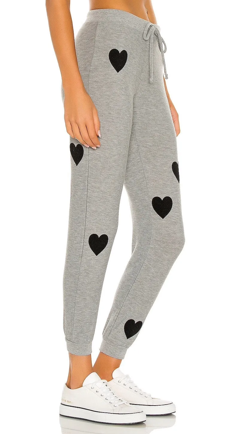 Chaser Flocked Hearts Cozy Knit Cuffed Jogger