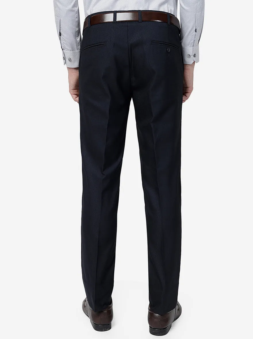 Comfy Blue Solid Slim Fit Formal Trouser | Metal