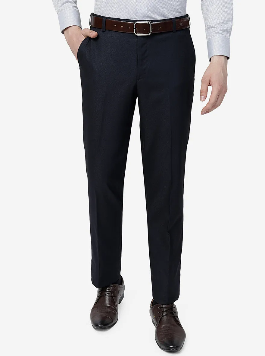 Comfy Blue Solid Slim Fit Formal Trouser | Metal