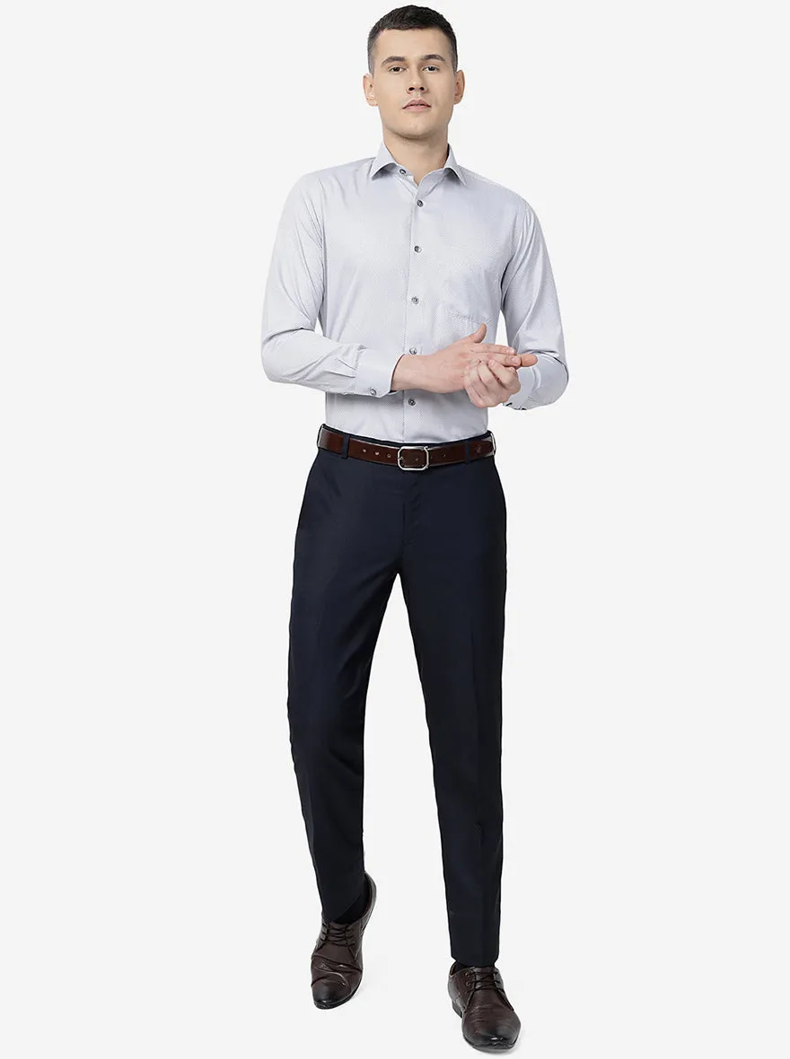 Comfy Blue Solid Slim Fit Formal Trouser | Metal