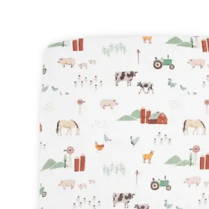 Cotton Muslin Crib Sheet - Farmyard