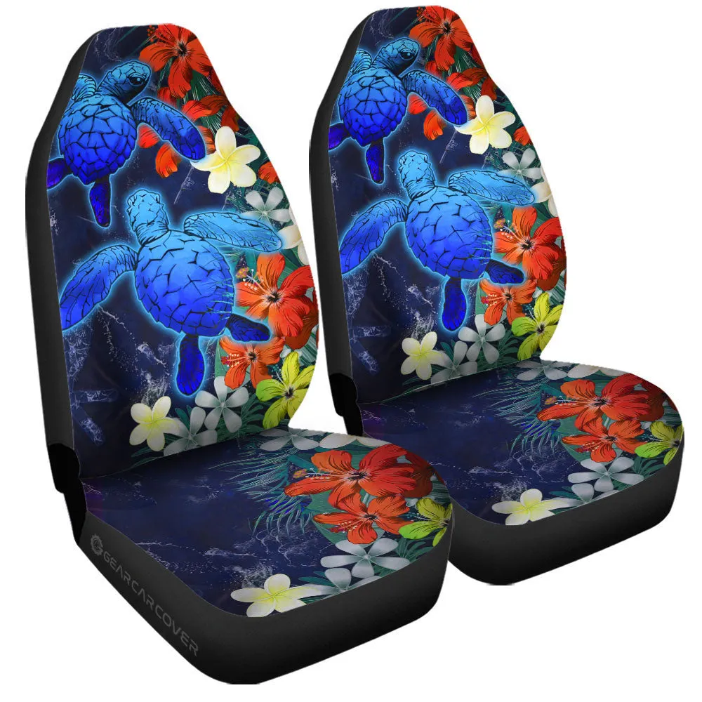 Couple Turtle Car Seat Covers Custom Hibiscus Flowers Car Accessories