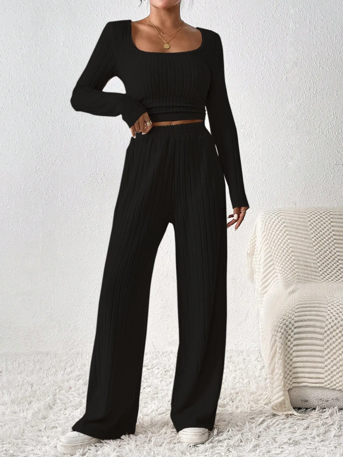 Cozy Long Sleeve Top and Pants Set