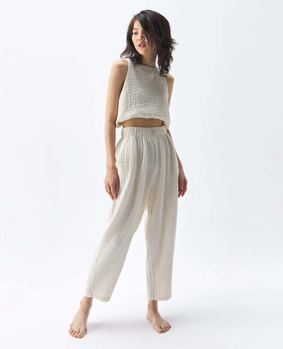 Crinkle Slouchy Pants Cream