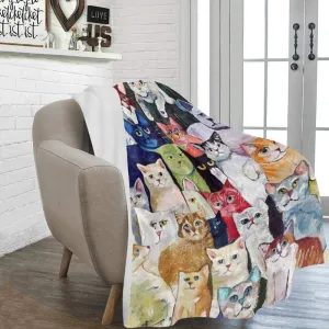 Cute Cats Print Fleece Blanket 60" x 80"