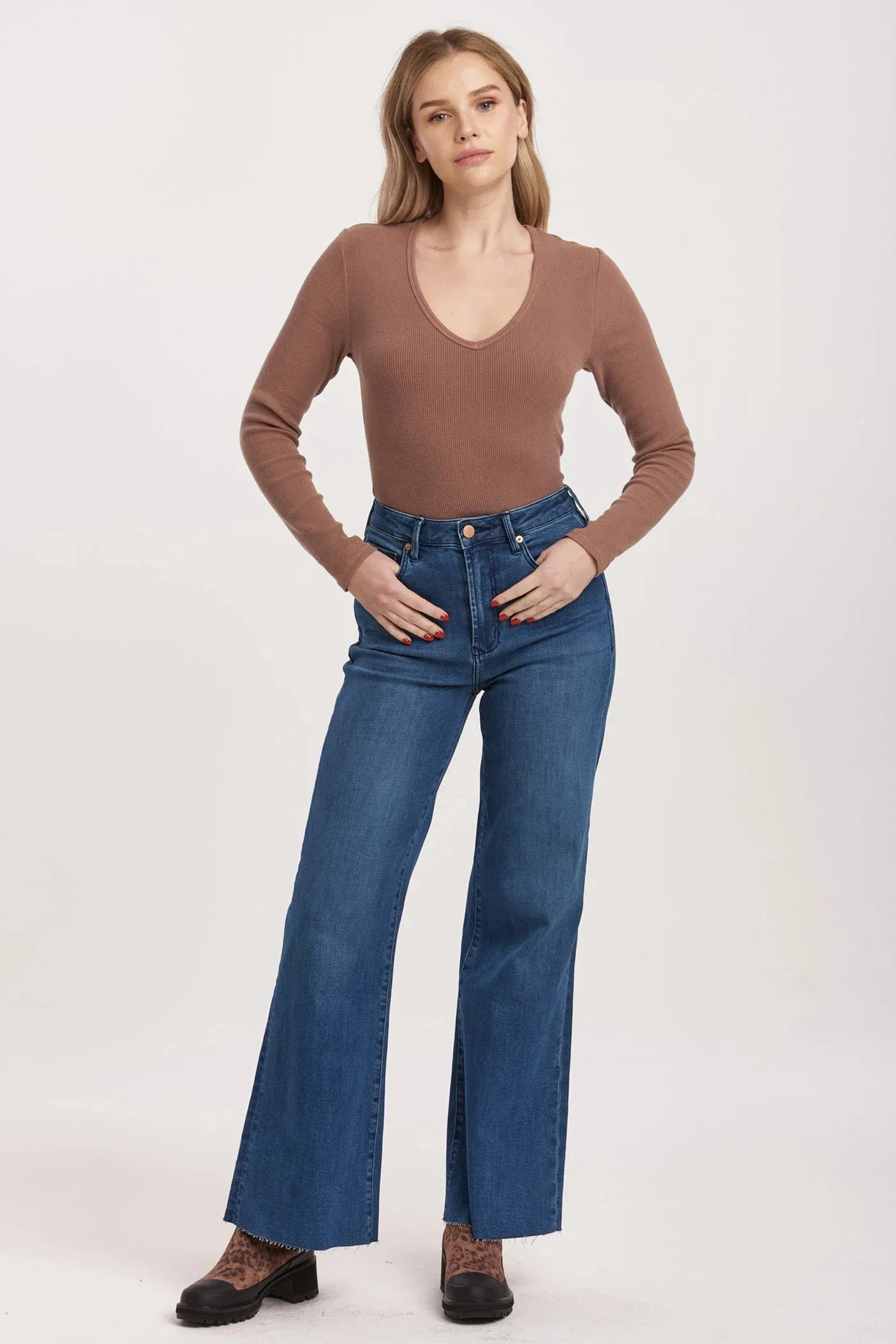 Dear John Fiona High Rise Wide Leg Jeans in Violet Blue