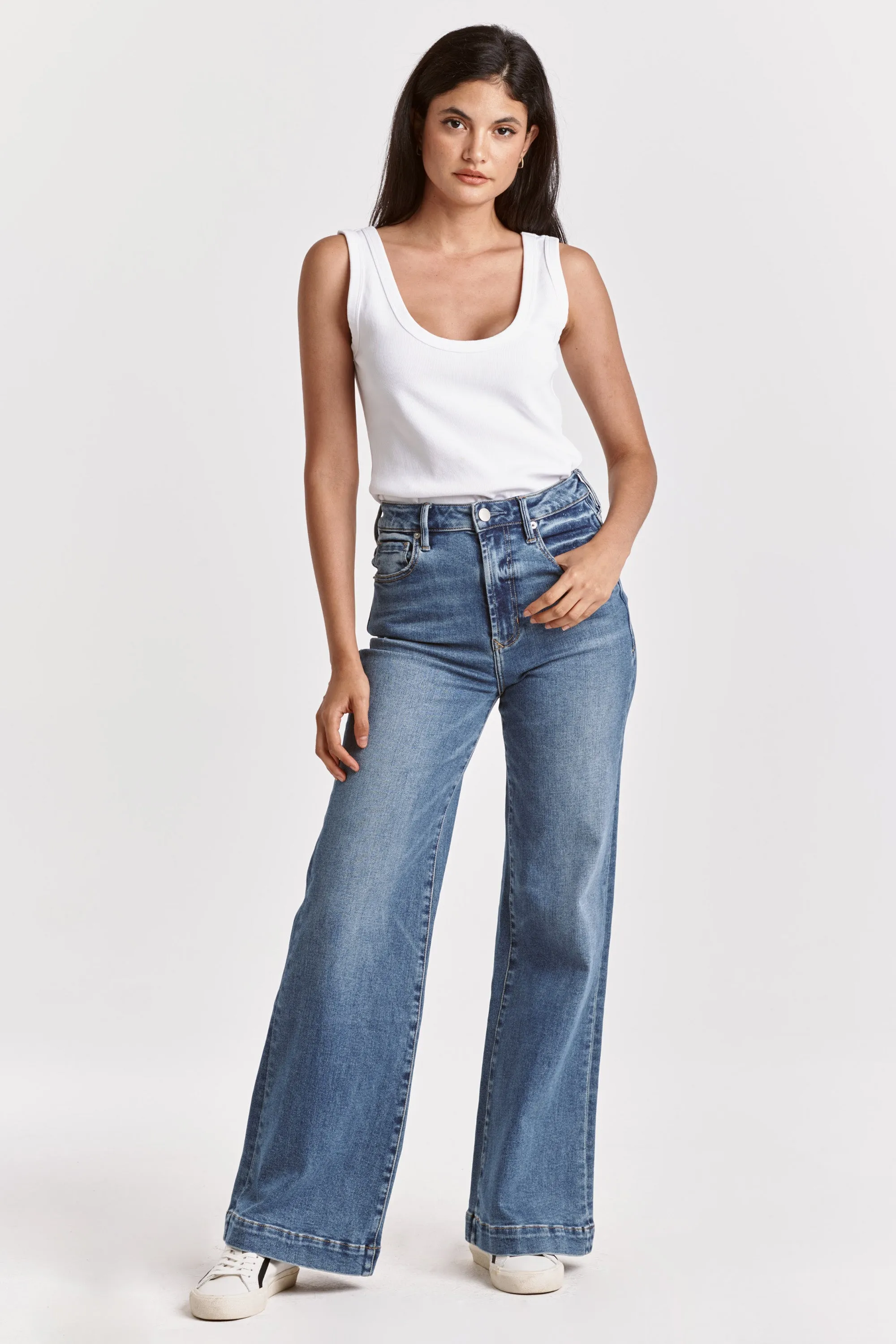 Dear John Fiona Super High Rise Wide Leg Jeans in Natal