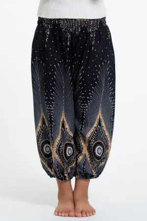 Diamond Peacock Kids Harem Pants in Black