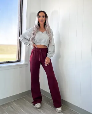 DOORBUSTER Burgundy Slit Sweatpants