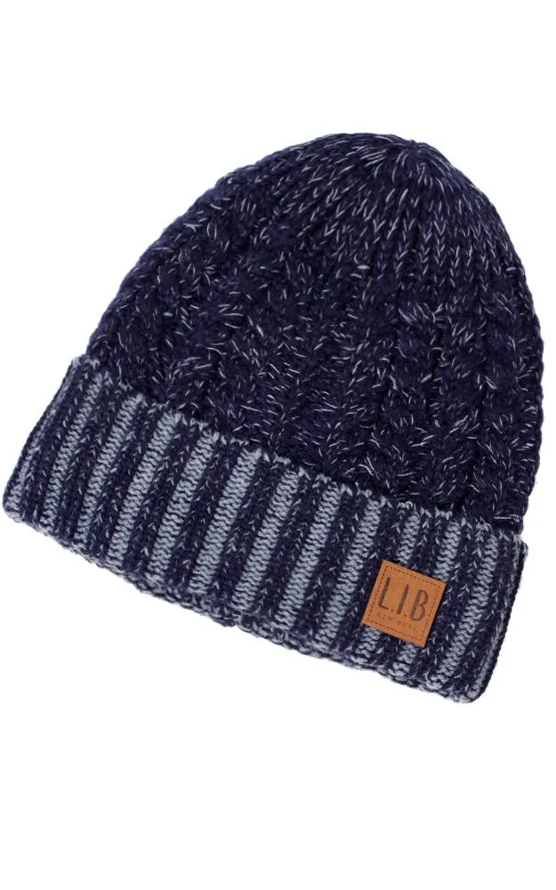 EAH9165 Two Tone Fur Lining Knit Beanie