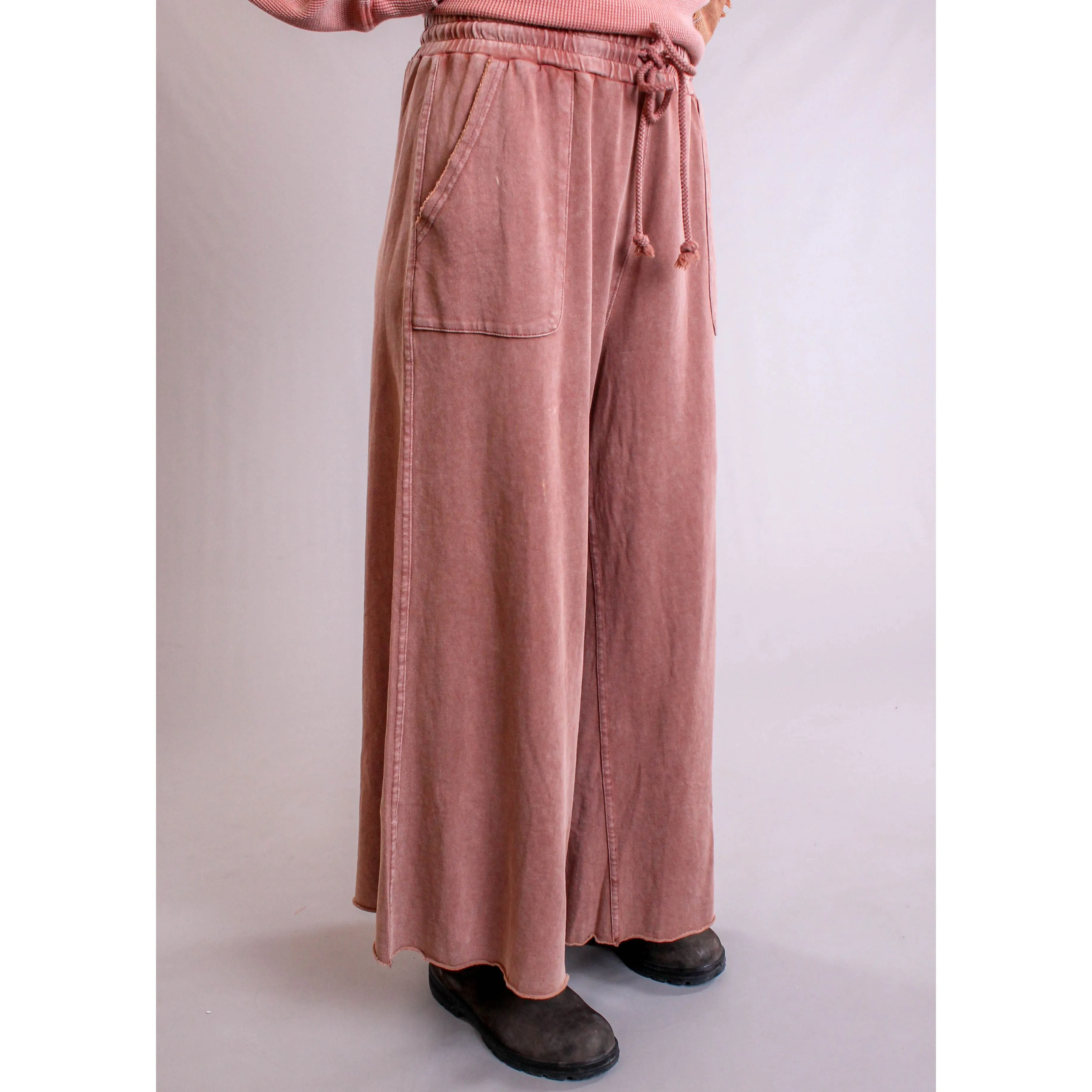 Easel Terry Knit Wide Leg Pant