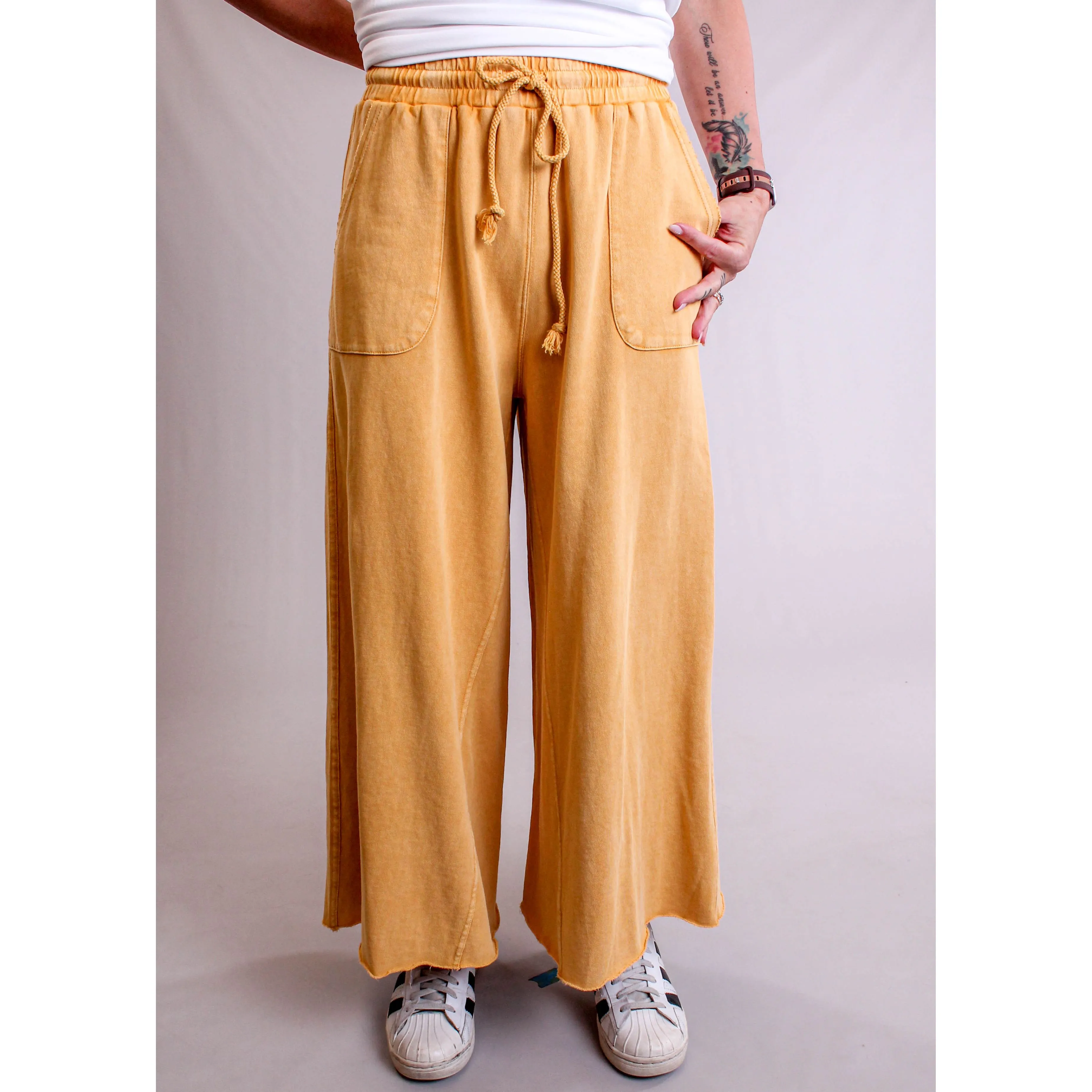 Easel Terry Knit Wide Leg Pant