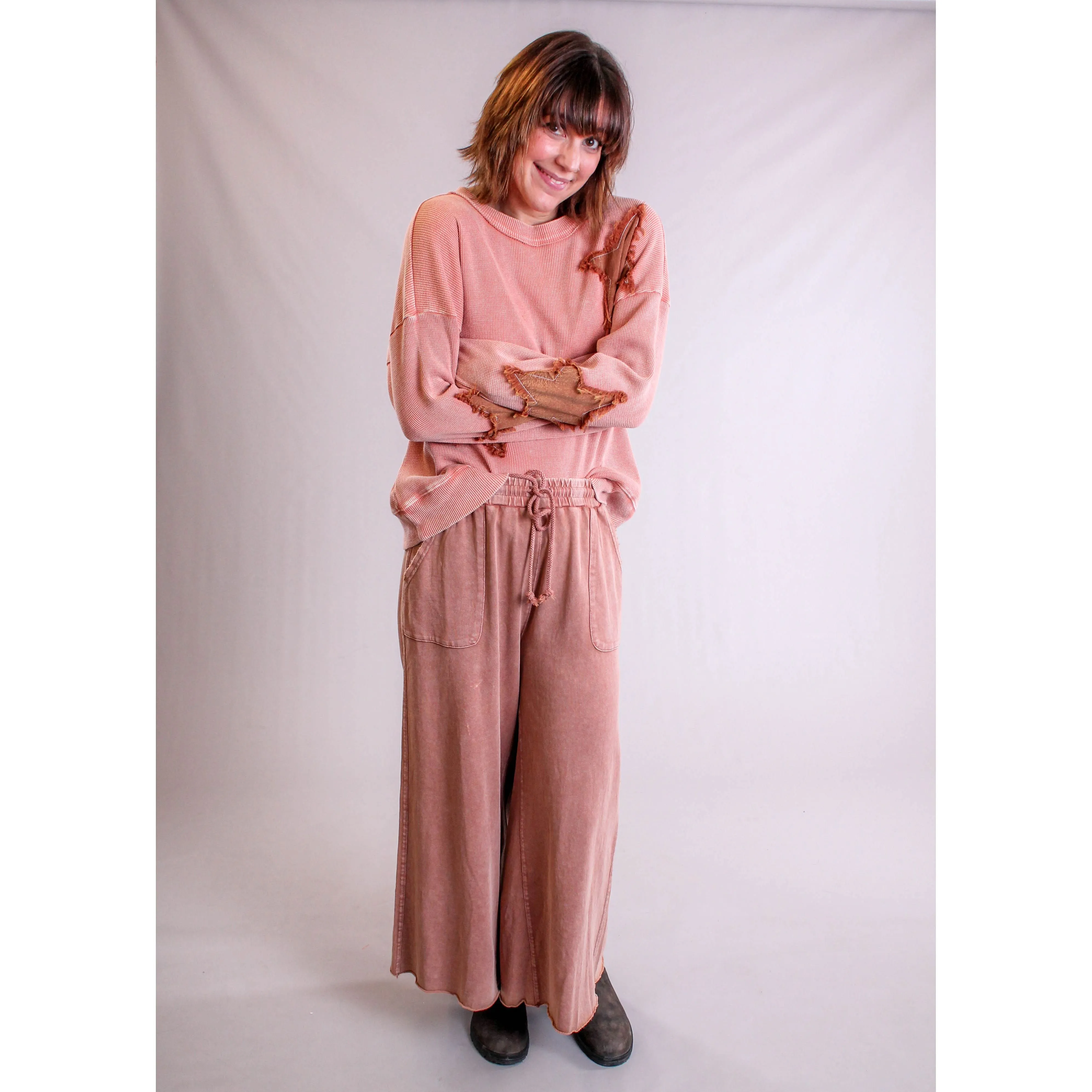 Easel Terry Knit Wide Leg Pant