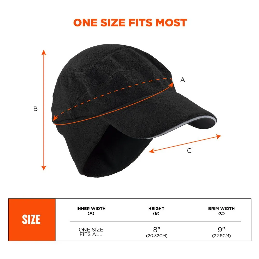 Ergodyne 16965 #6807 Black Winter Baseball Cap with Ear Flaps