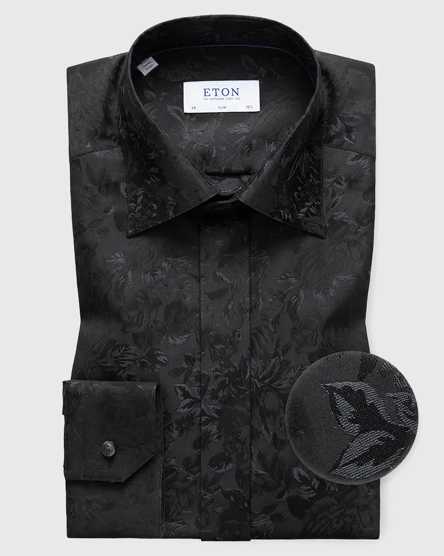 ETON 30507056119 BLACK JACQUARD SLIM SC SHIRT.