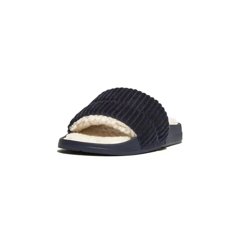 Fitflop Iqushion Fleece-Lined Corduroy Midnight Navy Women's Slippers