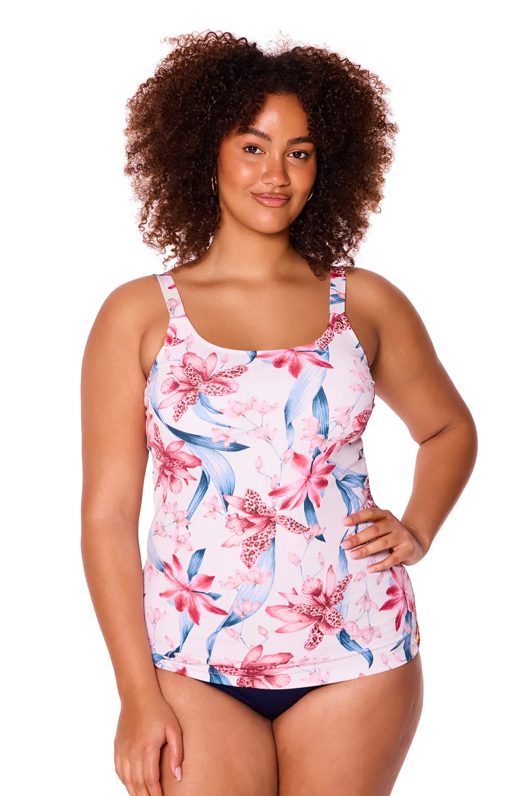 Genevieve Scoop Neck Mastectomy Tankini Top- Tigerlily