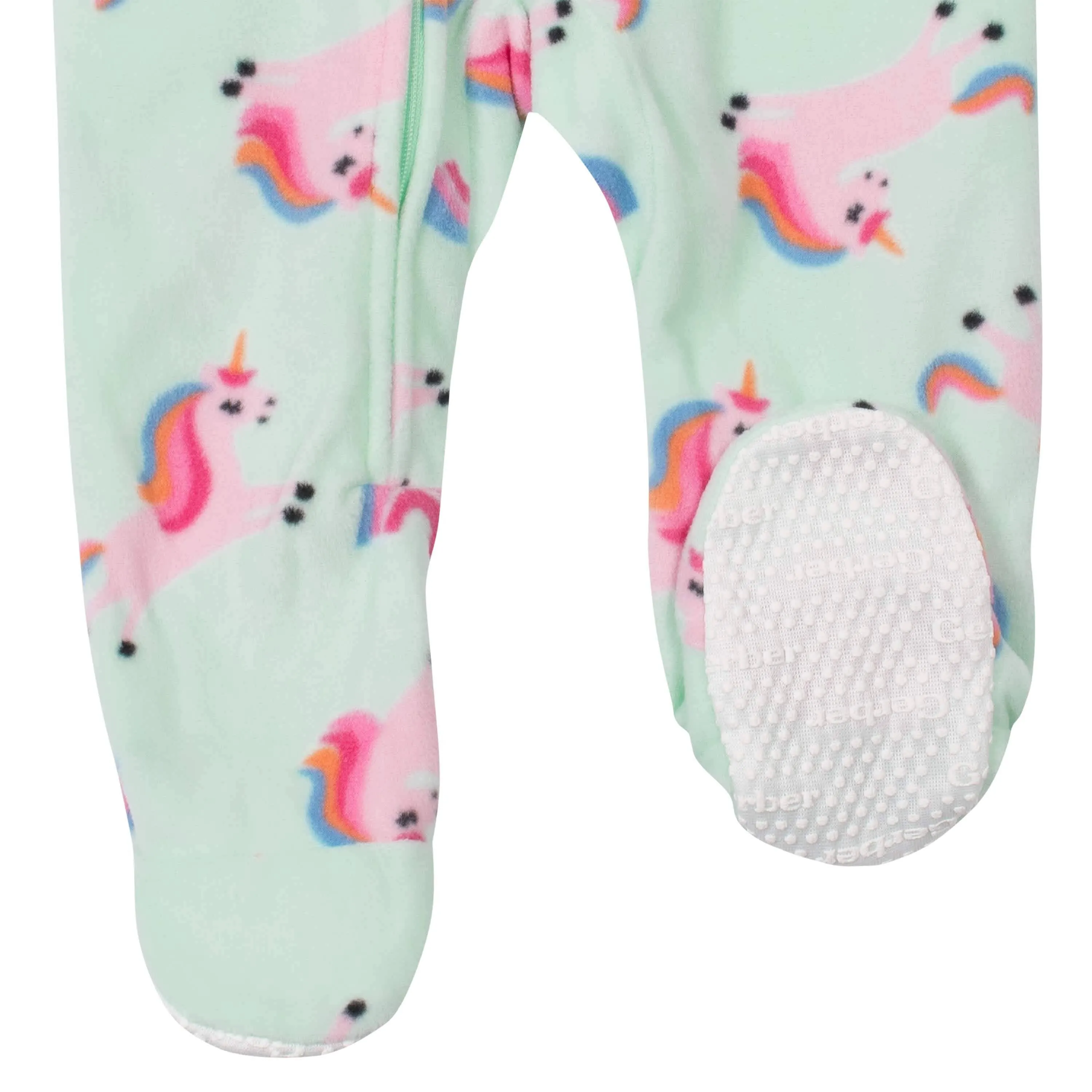 Gerber® 2-Pack Baby Girls Unicorns & Rainbows Fleece Pajamas