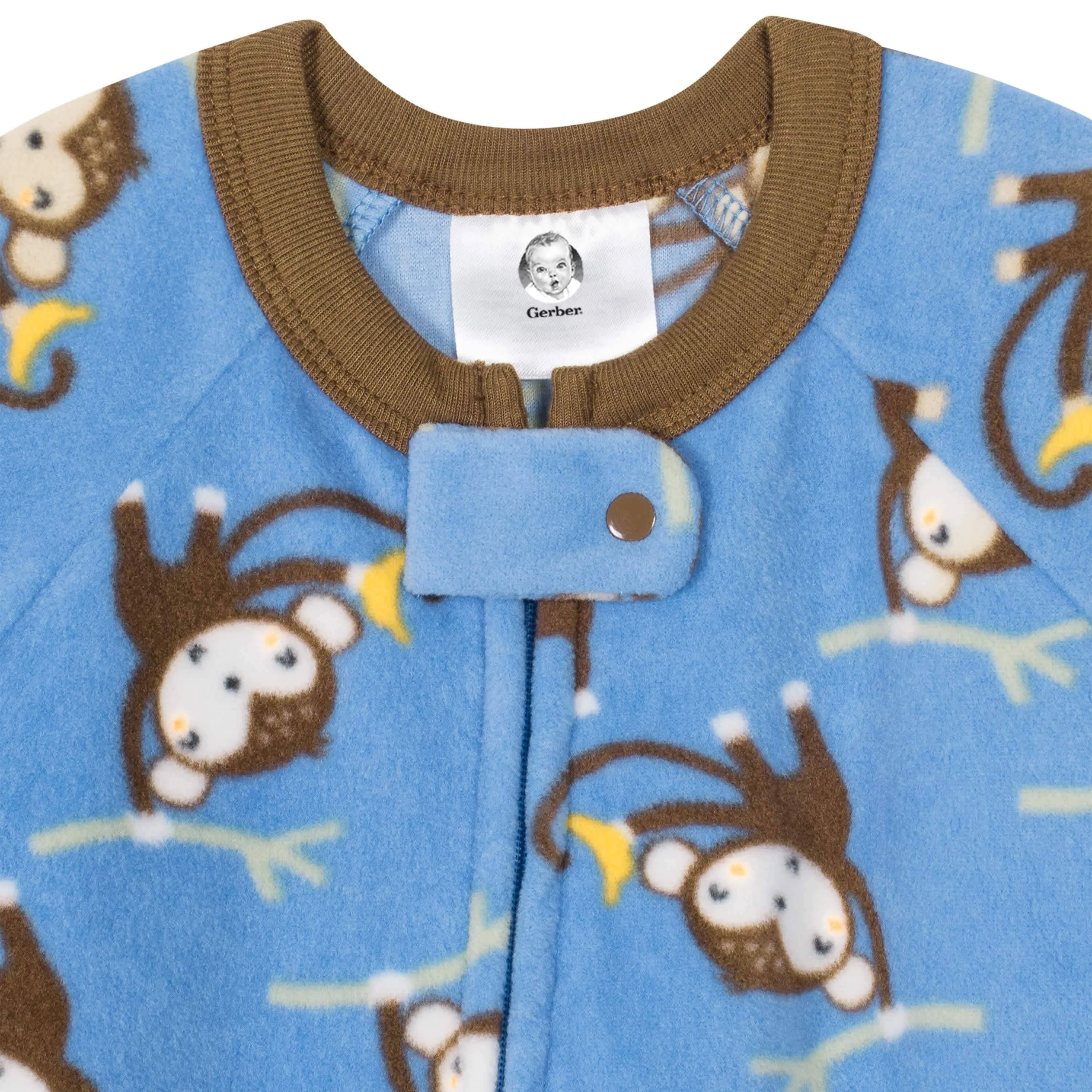 Gerber® 4-Pack Baby Boys Monkeys & Foxes Fleece Pajamas