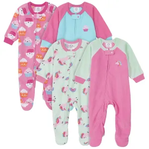 Gerber® 4-Pack Baby Girls Cupcakes & Unicorns Fleece Pajamas