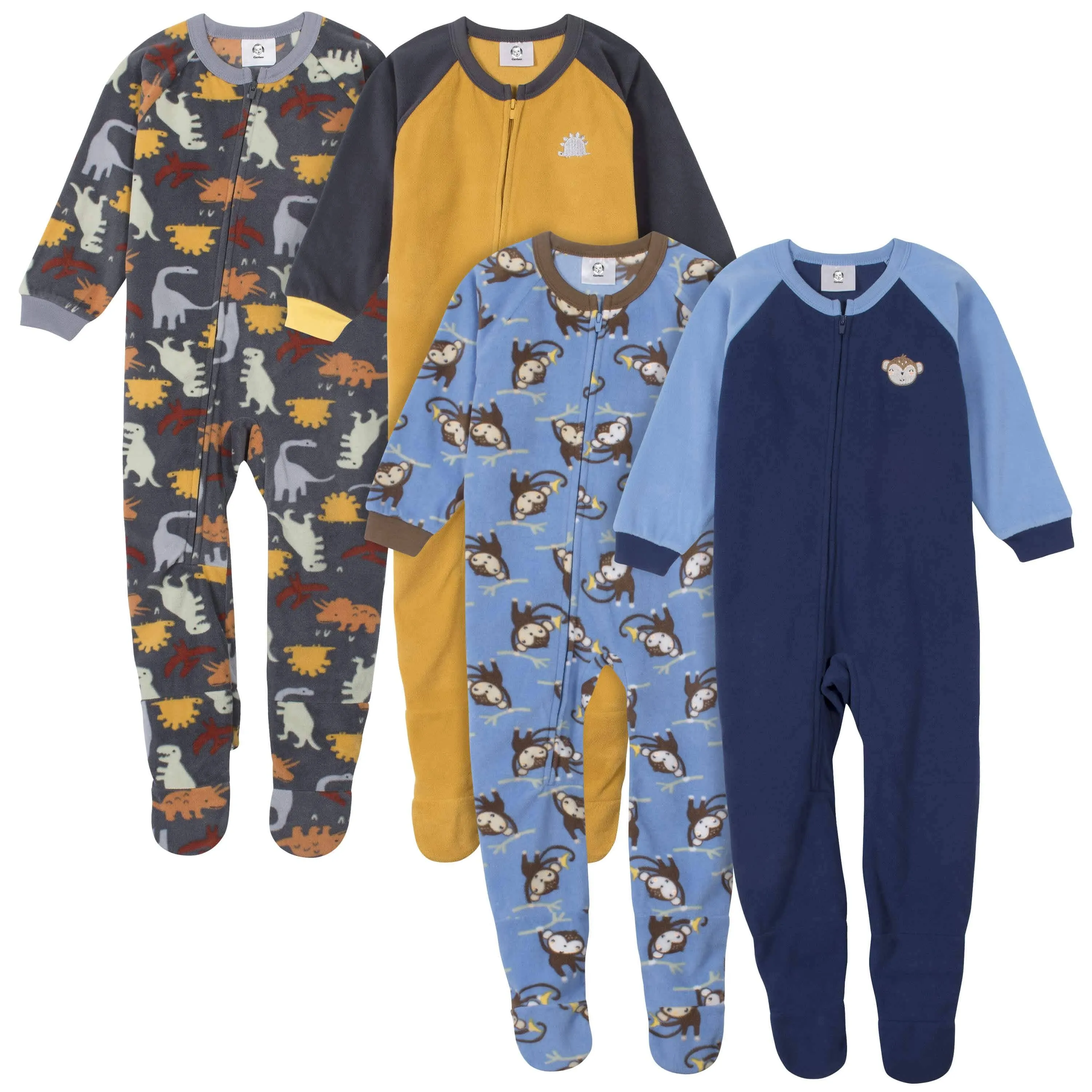 Gerber® 4-Pack Toddler Boys Monkeys & Dinos Fleece Pajamas