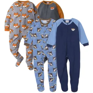 Gerber® 4-Pack Toddler Boys Monkeys & Foxes Fleece Pajamas