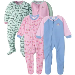 Gerber® 4-Pack Toddler Girls Rainbows & Love Fleece Pajamas