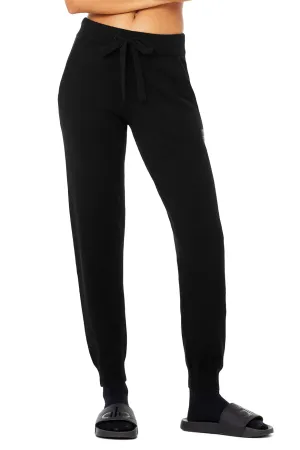 High-Waist Cashmere Jet Set Pant - Black