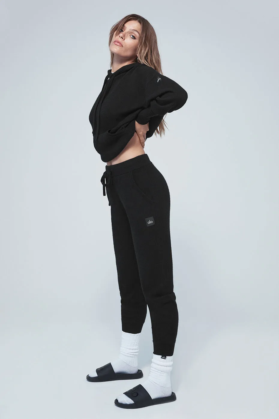 High-Waist Cashmere Jet Set Pant - Black