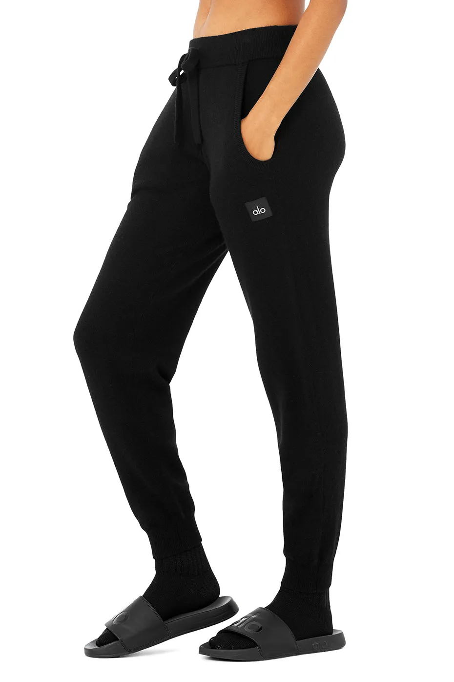 High-Waist Cashmere Jet Set Pant - Black