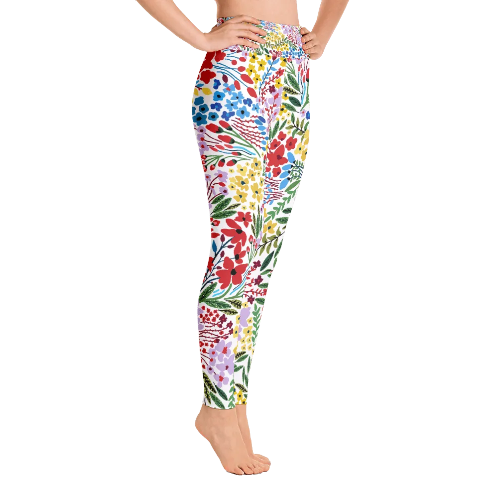 High Waist Yoga Leggings In Blooms